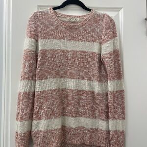 Pink Rose Striped Sweater - Pink and Cream